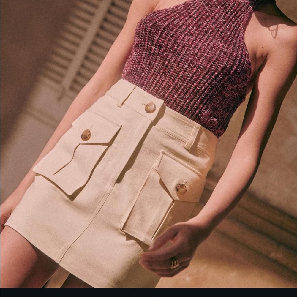 Sezane vanilla Skirt with Button Details - Picture 2 of 11